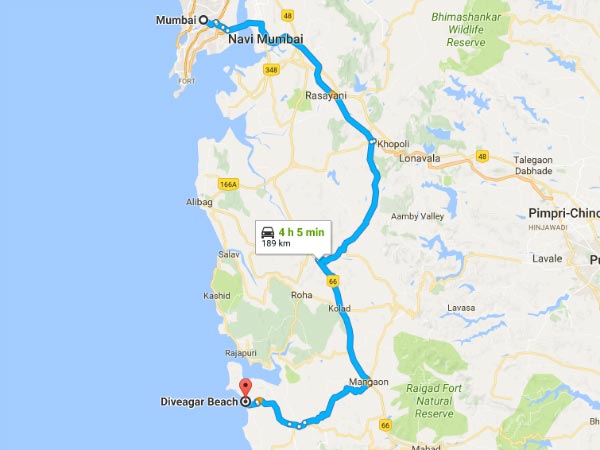 ಮು೦ಬಯಿಯಿ೦ದ ಡೈವ್ಯಾಗರ್ ಗೆ ತೆರಳಲು ಮಾರ್ಗಸೂಚಿ