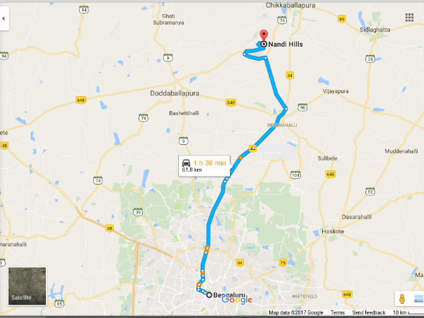 Nandi Hills Route from Bangalore Nandi Hills Route from Bangalore
