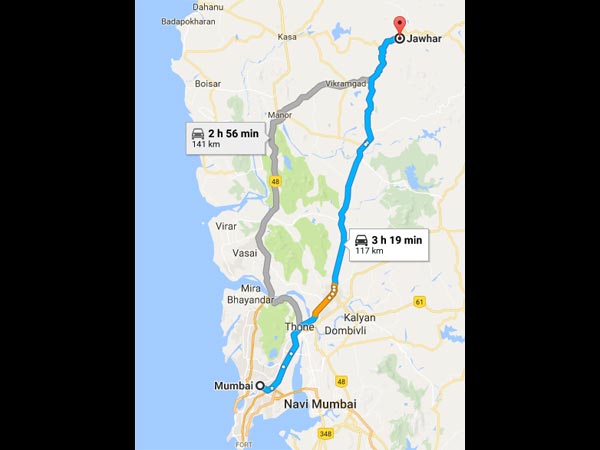 ಬೆ೦ಗಳೂರಿನಿ೦ದ ಜವ್ಹಾರ್ ಗೆ ತೆರಳಲು ಲಭ್ಯವಿರುವ ಮಾರ್ಗಗಳು