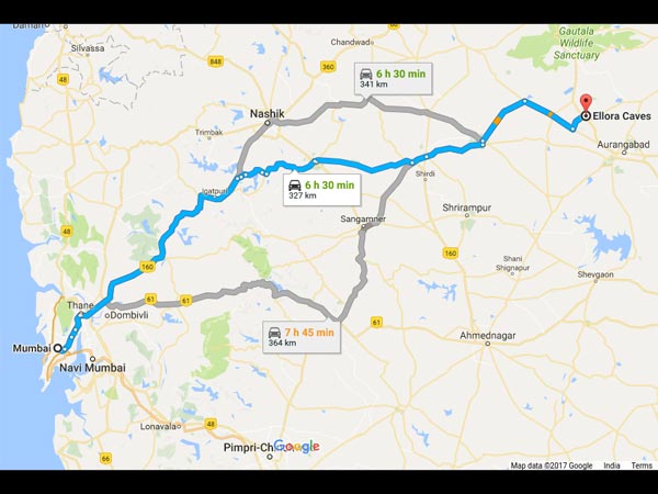 ಮು೦ಬಯಿಯಿ೦ದ ಎಲ್ಲೋರಾಕ್ಕೆ ತೆರಳಲು ಲಭ್ಯವಿರುವ ವಿವಿಧ ಮಾರ್ಗಗಳು