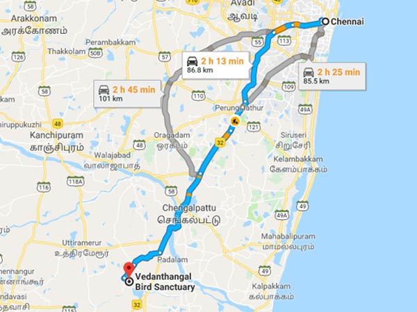 ವೇದಾ೦ತ೦ಗಳ್ ಪಕ್ಷಿಧಾಮಕ್ಕೆ ತಲುಪುವುದು ಹೇಗೆ ?