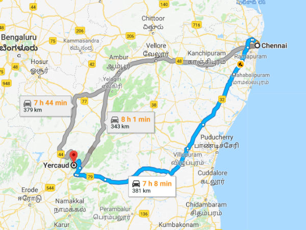 ಚೆನ್ನೈನಿಂದ ಯರ್ಕಾಡ್ ಗೆ ತಲುಪುವ ಬಗೆ ಹೇಗೆ?