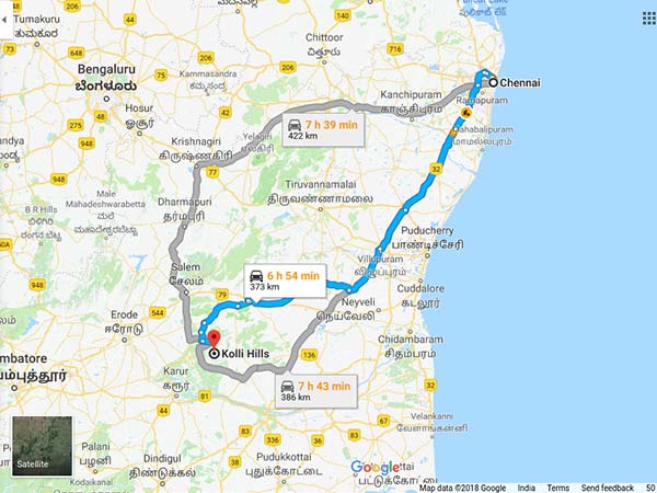 ಚೆನ್ನೈನಿಂದ ಕೊಲ್ಲಿ ಬೆಟ್ಟಗಳಿಗೆ ತಲುಪುವುದು ಹೇಗೆ