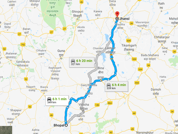 7. ಭೋಪಾಲ್ ನಿಂದ ಝಾನ್ಸಿಗೆ ಹೋಗುವ ಬಗೆ