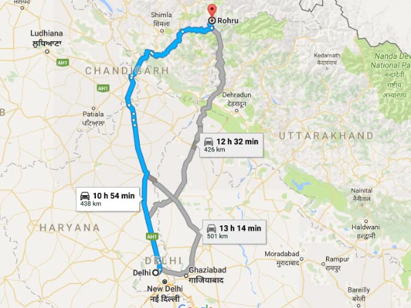3. ದೆಹಲಿಯಿಂದ ರೋಹರೂವಿಗೆ ಮಾರ್ಗ