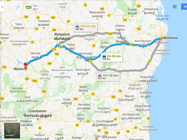 ಚೆನ್ನೈ ನಗರದಿಂದ ಮೈಸೂರಿಗೆ ತಲುಪುವುದು ಹೇಗೆ